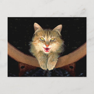 Mad Cat Painting - Niedliche Original Cat Art Postkarte