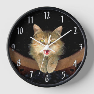 Mad Cat Painting - Niedliche Original Cat Art Uhr