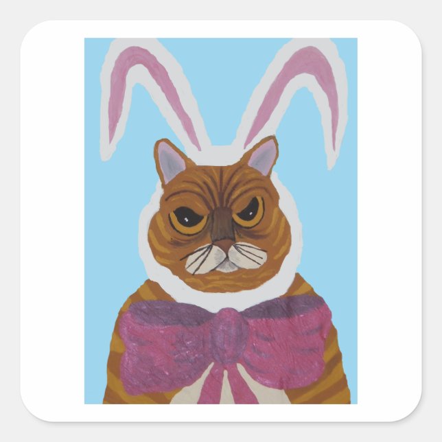 Mad Cat Quadratischer Aufkleber (Vorderseite)