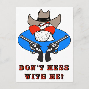 Mad Cowboy Funny Spaß Illustration Postkarte