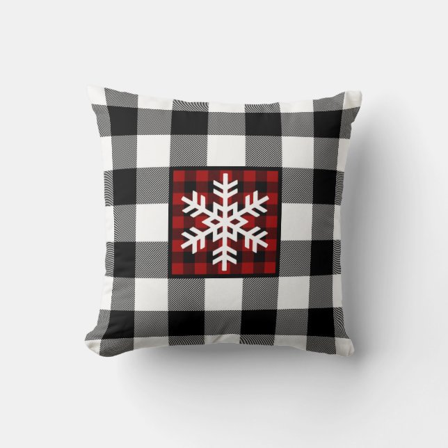 Mad für Kariert mit Snowflake Kissen (Vorderseite)
