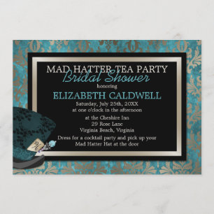 Mad Hatter Alice im Wunderland Brautparty Einladung