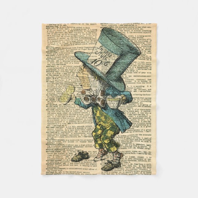 Mad Hatter Alice im Wunderland Throw Blanket Fleecedecke (Vorderseite)