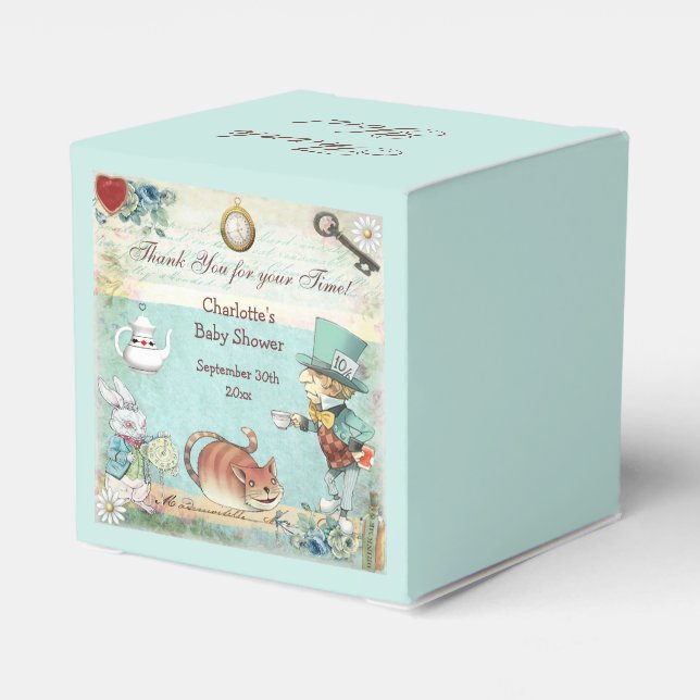 Mad Hatter Baby Dusche Vielen Dank Geschenkschachtel (Rückseite)