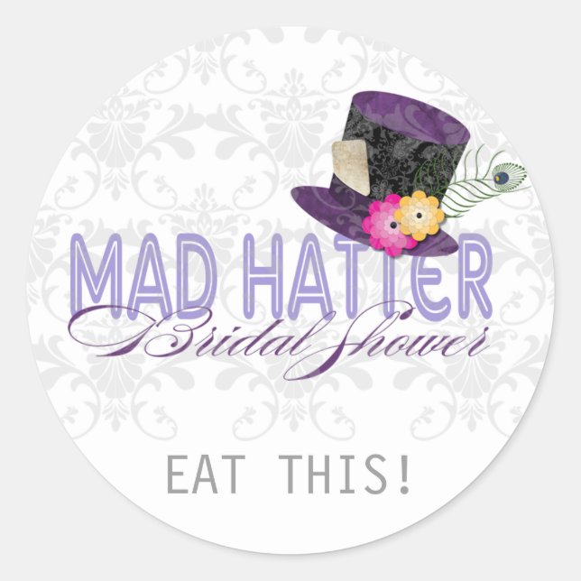 Mad Hatter Brautparty Danke Stickers (Vorderseite)