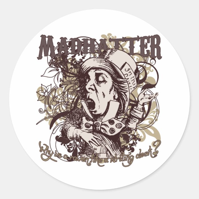 Mad Hatter Carnivale Style Runder Aufkleber (Vorderseite)