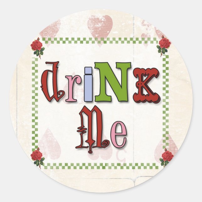 Mad Hatter Drink Me Aufkleber (Vorderseite)