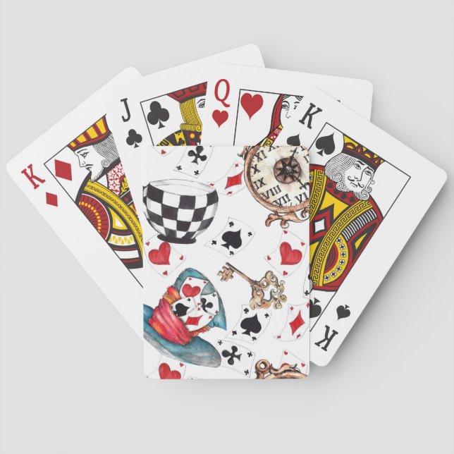 Mad Hatter Hat und Cards Spielkarten (Rückseite)