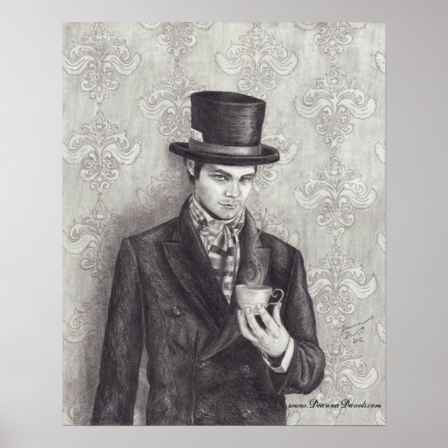 Mad Hatter Poster Mad Hatter Kunst, Dichtung und M (Vorne)