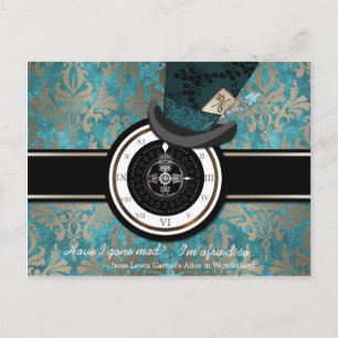 Mad Hatter Save the Date Postcard Ankündigungspostkarte