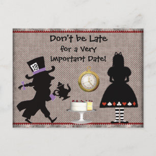 Mad Hatter Tee Party Save the Date Kinderdusche Ankündigungspostkarte