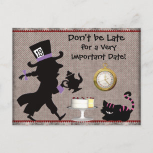 Mad Hatter Tee Party Save the Date Kinderdusche Ankündigungspostkarte
