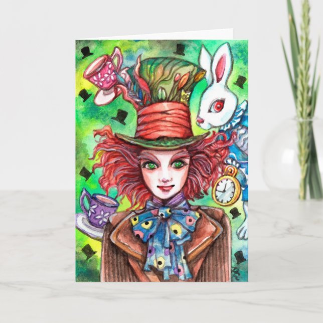 Mad Hatter und Rabbit Karte (Vorderseite)