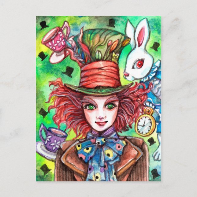 Mad Hatter und Rabbit Postkarte (Vorderseite)