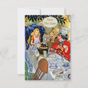 Mad Hatters Tea-Party Hochzeit rettet das Datum Save The Date