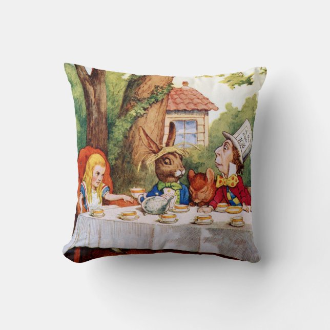 Mad Hatters Tea-Party im Wunderland Kissen (Vorderseite)