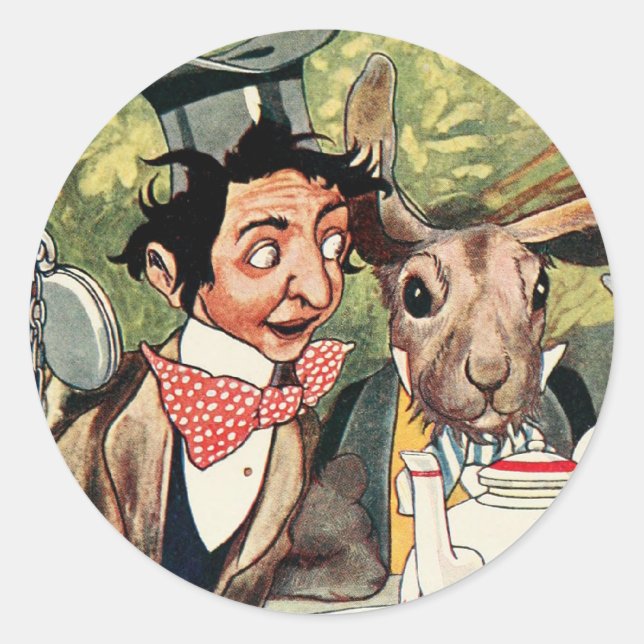 Mad Hatters Tea-Party Runder Aufkleber (Vorderseite)