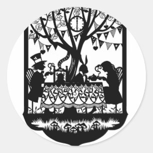 Mad Hatters Tee Party Runder Aufkleber
