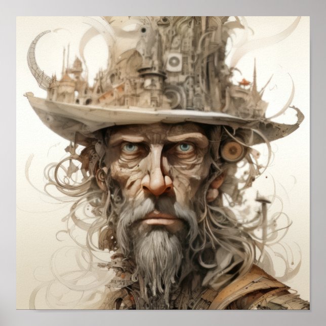 Mad Hatters Whimsy: Porträt des eczentrischen Hute Poster (Vorne)