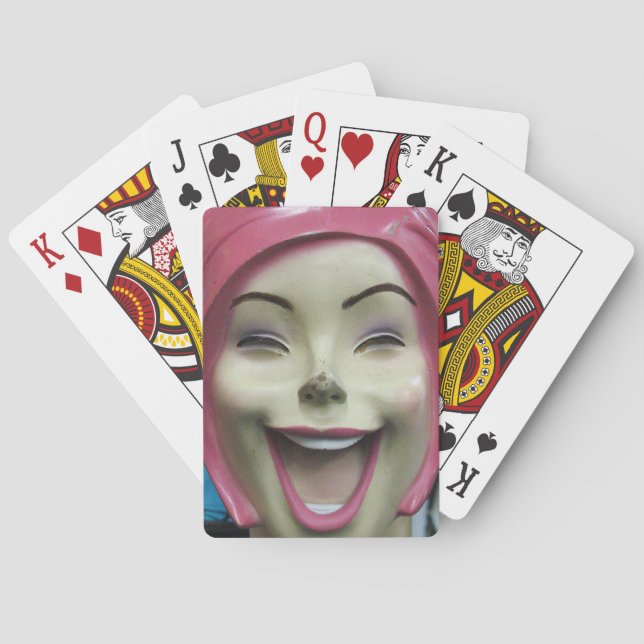 Mad Laughing Mannequin ~ Uncanny Valley Girl Spielkarten (Rückseite)