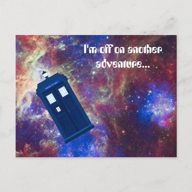 Mad Man with a Box traveling through space Postkarte (Vorderseite)