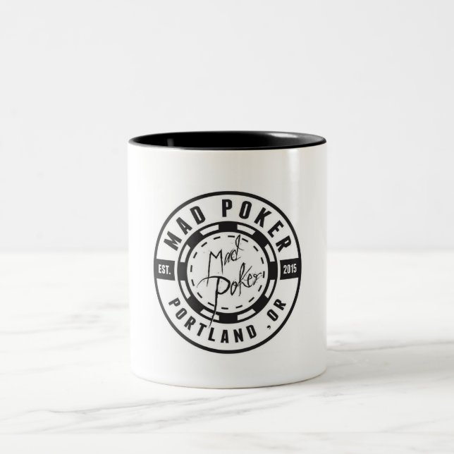 MAD-Poker-Logo-Tasse Zweifarbige Tasse (Mittel)