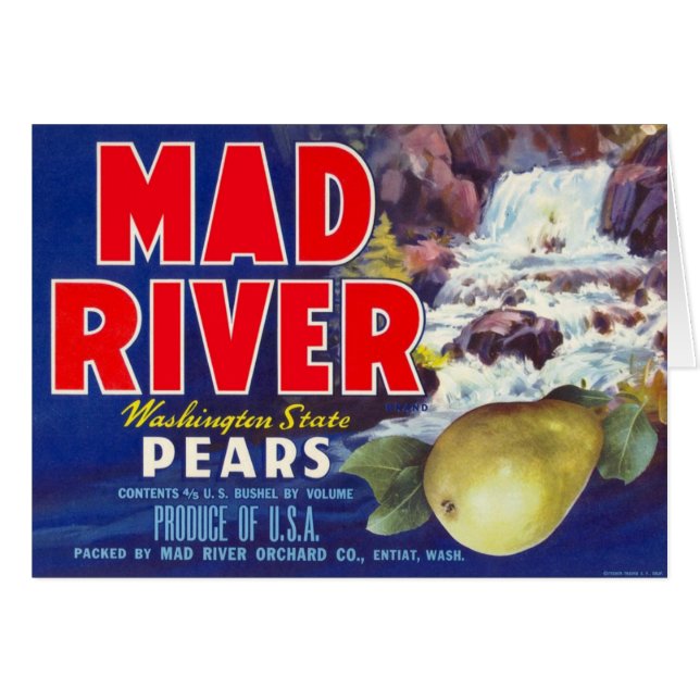 Mad River Pears - Vintages Fruchtkäfigetikett (Vorderseite (Horizontal))