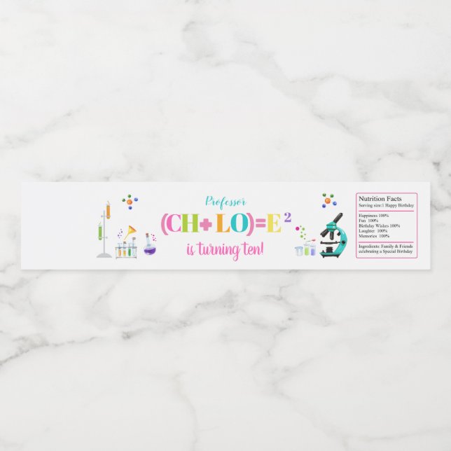 Mad Science Birthday Party Girl Favor White (Einzelnes Label)