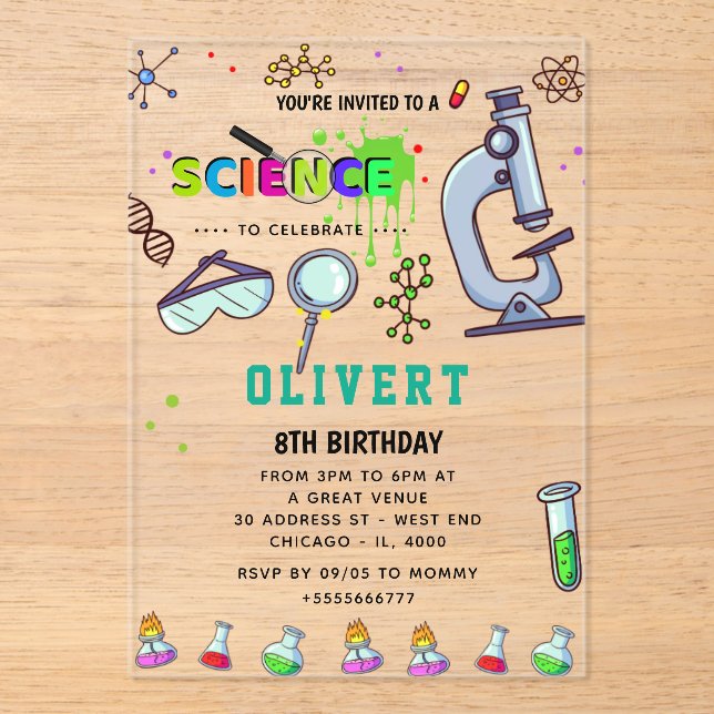 Mad Science Party Einladung zum Geburtstag (Vorderseite)