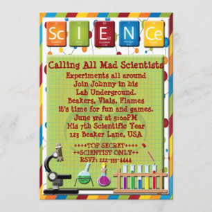 Mad Scientist Beaker Hazard Microscope einladen Einladung