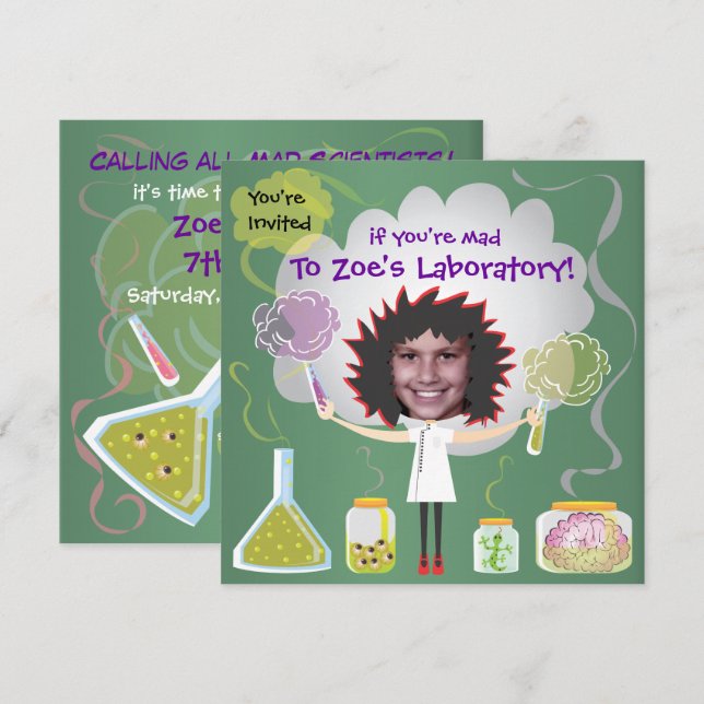 Mad Scientist Birthday Party Einladungen (Vorne/Hinten)