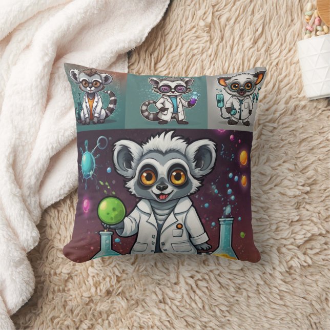 Mad Scientist Lemur Print Kissen (Decke)