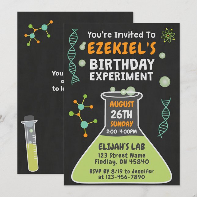 Mad Scientist Slime Birthday Experiment Party Einladung (Vorne/Hinten)