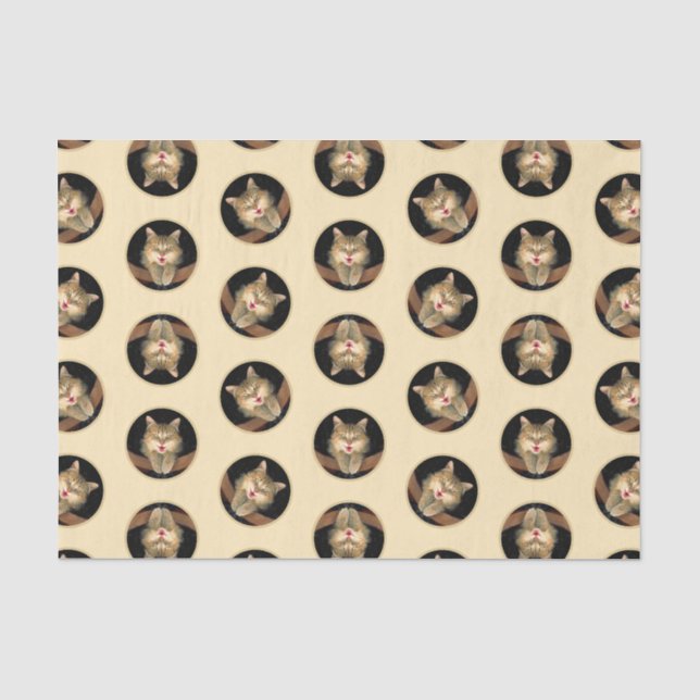 Mad Tabby Cat Portrait Malerei Niedliche Originell Seidenpapier (Vorderseite)