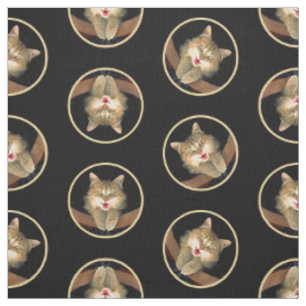 Mad Tabby Cat Portrait Malerei Niedliche Originell Stoff