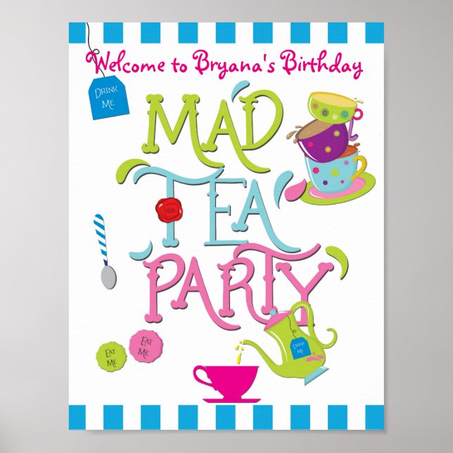 MAD TEA Party Geburtstag Begrüßungstafelsignatur Poster (Vorne)