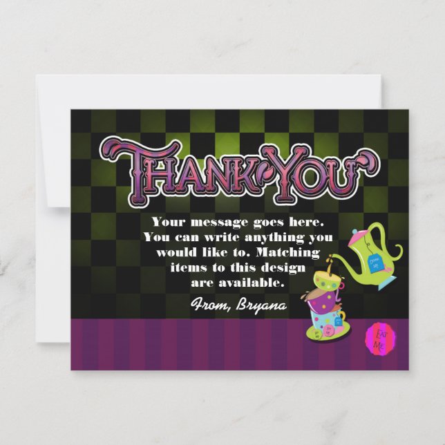 MAD TEA PARTY Wonderland Carte de remerciements d' (Devant)