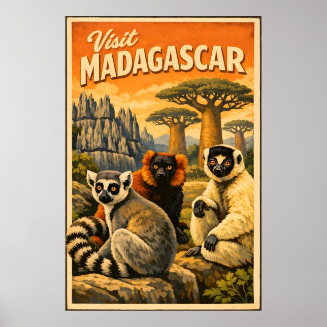 Madagascar - Affiche de voyage vintage (Devant)