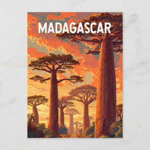 Madagascar Illustration Reise Kunst Vintage Postkarte