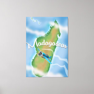 Madagascar-Karte Vintage-Reiseposter. Leinwanddruck