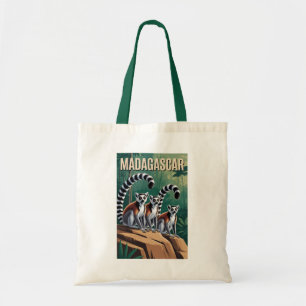 Madagascar Lemuren Illustration Reise Kunst Vintag Tragetasche