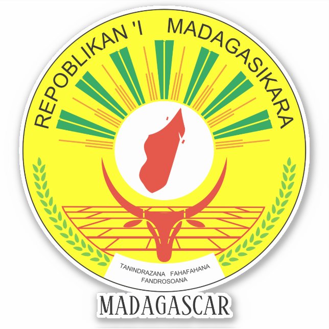 Madagascar National Siegel Patriotic Sticker (Vorderseite)
