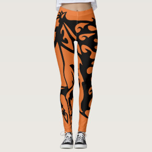 Madagascar Orange Pony Horse Bronco Steed Lineart Leggings