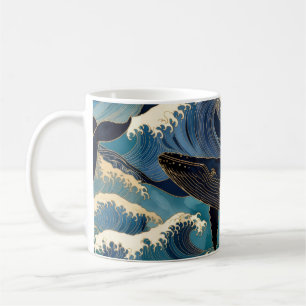 Madagascar Ozeanwal - Blaue & goldene Wellen Kaffeetasse
