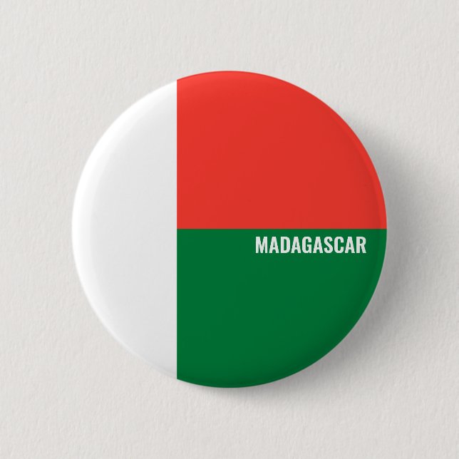 Madagaskar-Flag-Inschrift Weiß-Rot-Grün Button (Vorderseite)