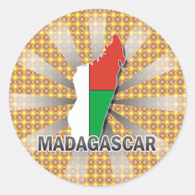 Madagaskar Flag Karte 2.0 Runder Aufkleber (Vorderseite)