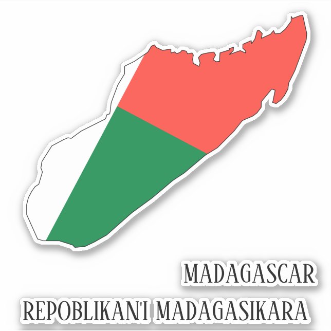 Madagaskar Flag Karte Patriotisch Aufkleber (Vorderseite)
