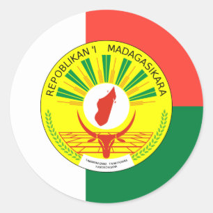 Madagaskar Flag & Siegel, Flagge Madagaskars Runder Aufkleber