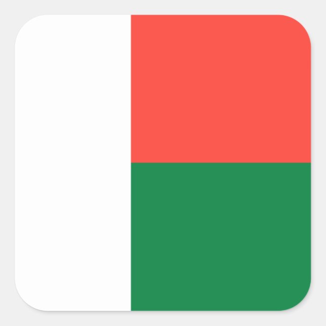 Madagaskar-Flagge, Flagge Quadratischer Aufkleber (Vorderseite)