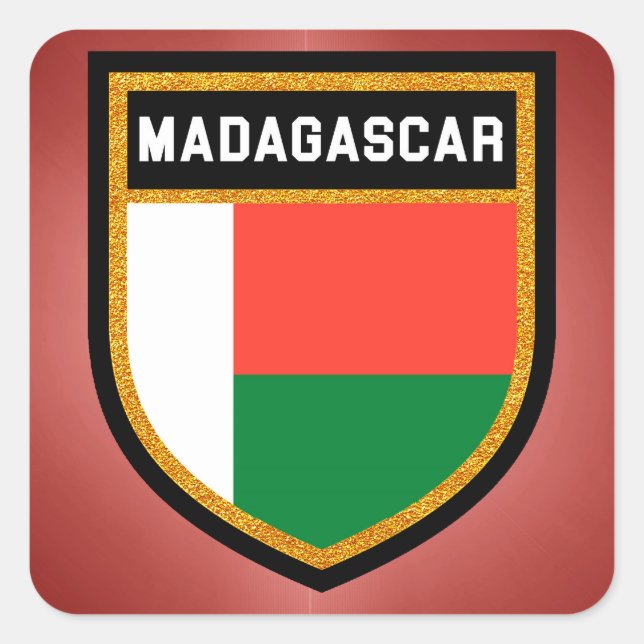 Madagaskar-Flagge Quadratischer Aufkleber (Vorderseite)